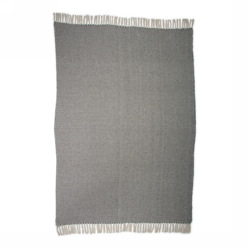 Jens Living Recycled Cotton Plaid Visgraat Zwart 130x180x0.3cm 1stuks