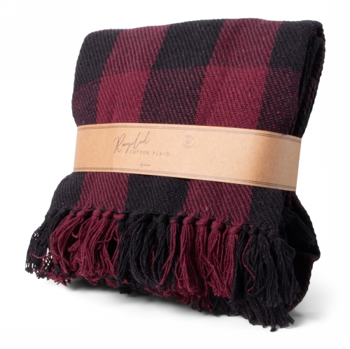 SENZA Recycled Cotton Plaid Geruit Bordeaux 1 stuk