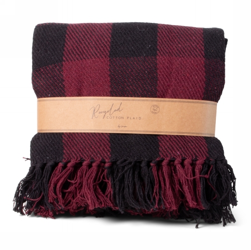 SENZA Recycled Cotton Plaid Geruit Bordeaux 1 stuk