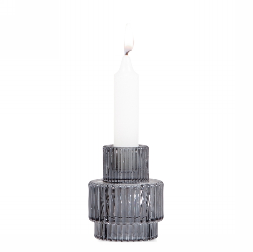 Jens Living Duo Kandelaar Grijs 6.4x6.4x8cm 1stuks Jens Living Duo Kandelaar Grijs 6.4x6.4x8cm 1stuks