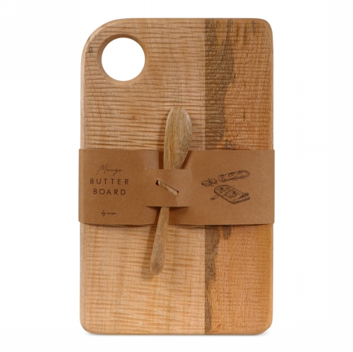 Jens Living Mango Boterbord Met Mes Naturel 33x20x1.5cm 1stuks