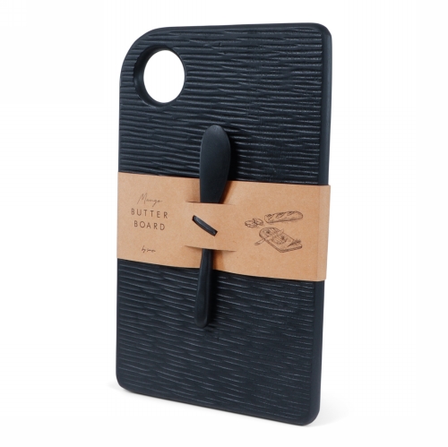 Jens Living Mango Boterbord Met Mes Zwart 33x20x1.5cm 1stuks Jens Living Mango Boterbord Met Mes Zwart 33x20x1.5cm 1stuks