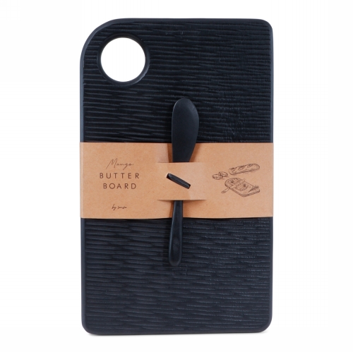 Jens Living Mango Boterbord Met Mes Zwart 33x20x1.5cm 1stuks Jens Living Mango Boterbord Met Mes Zwart 33x20x1.5cm 1stuks