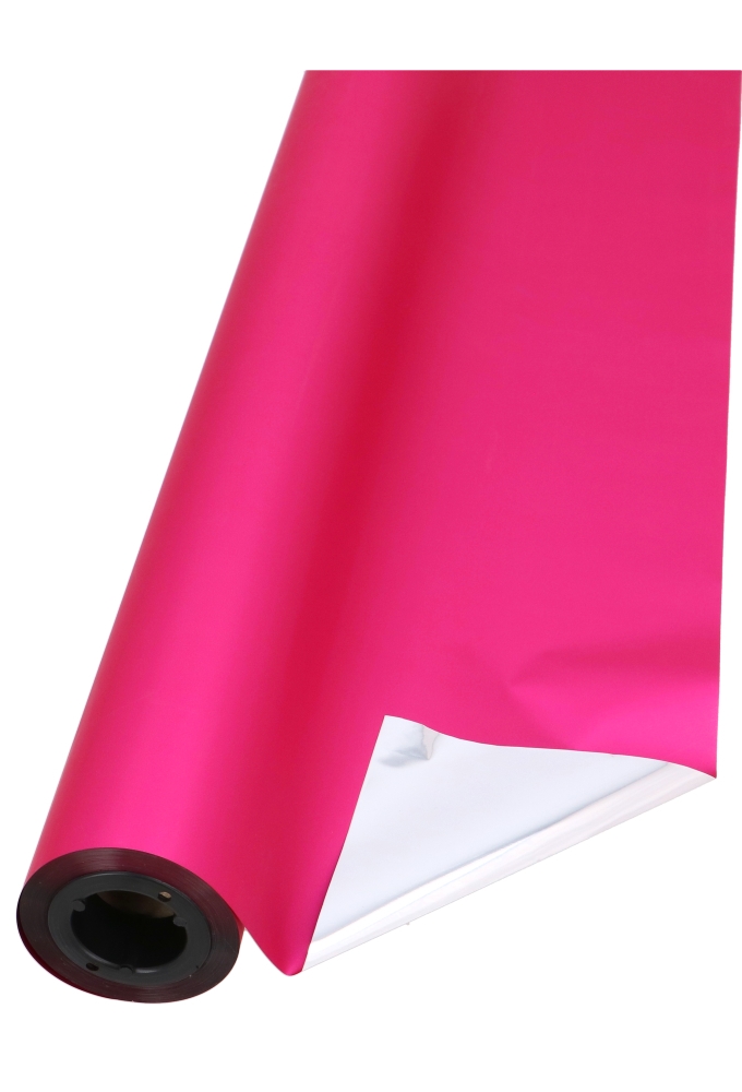 Cadeaufolie Metallic Mat Fuchsia & Zilver 70cm x 50meter.30mic