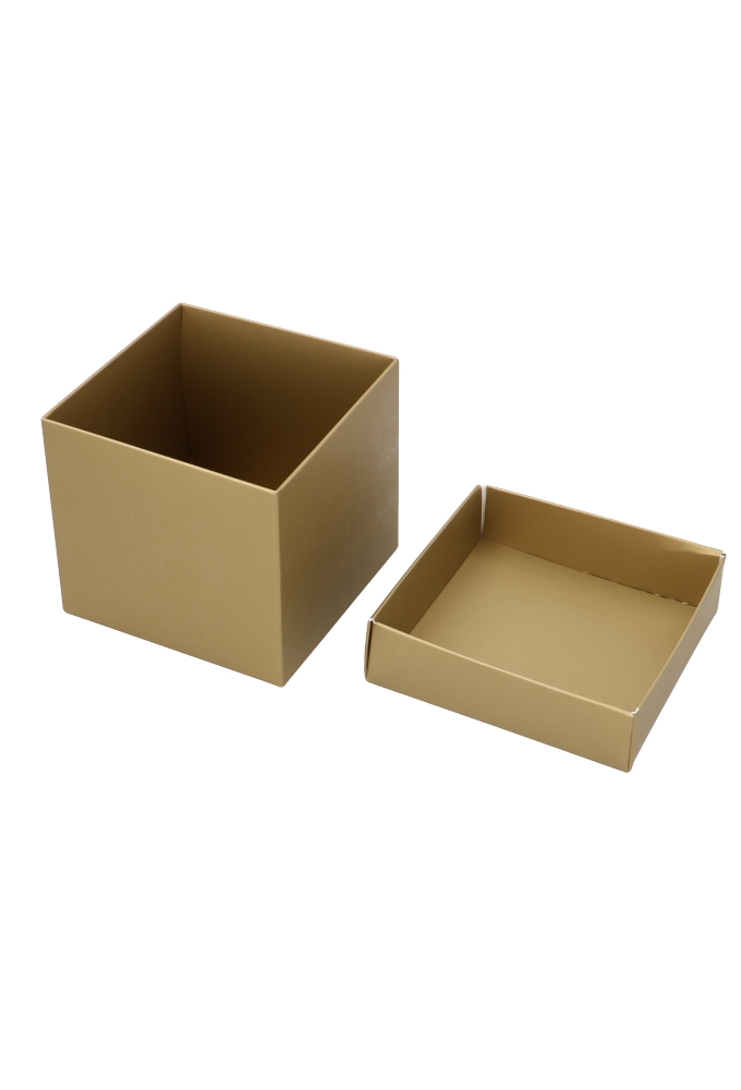 Kubus Kadodoosjes & Deksel Mat Goud KrabBon 10x10x9cm 500gr 25stuks