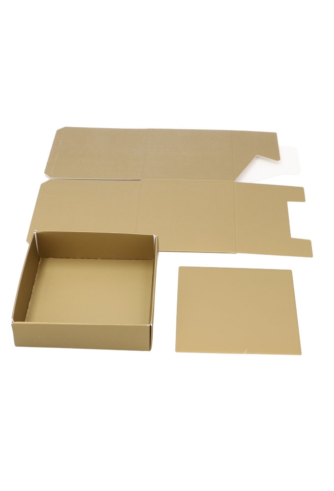 Kubus Kadodoosjes & Deksel Mat Goud KrabBon 10x10x9cm 500gr 25stuks
