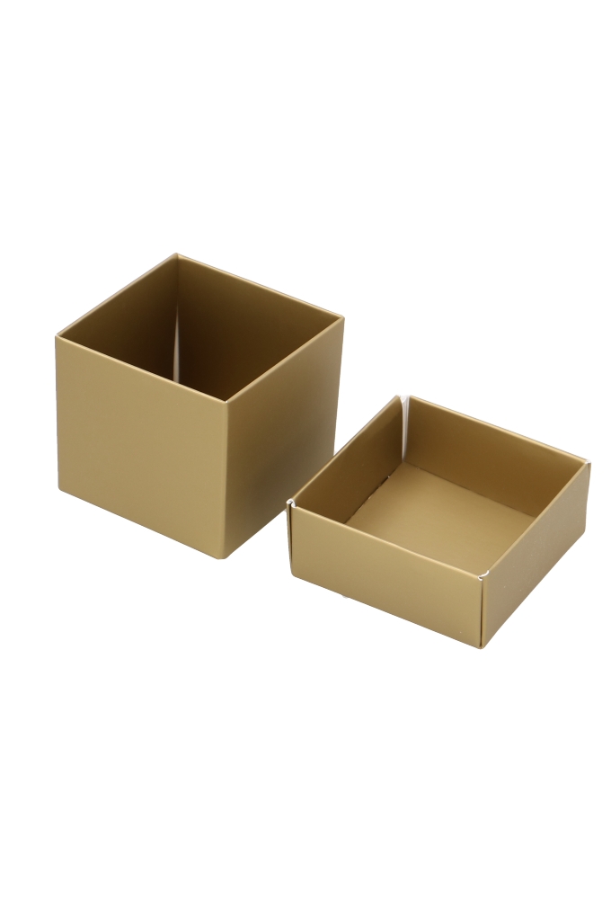 Kubus Kadodoosjes & Deksel Mat Goud KrabBon 6.5x6.5x6cm 125gr 25stuks