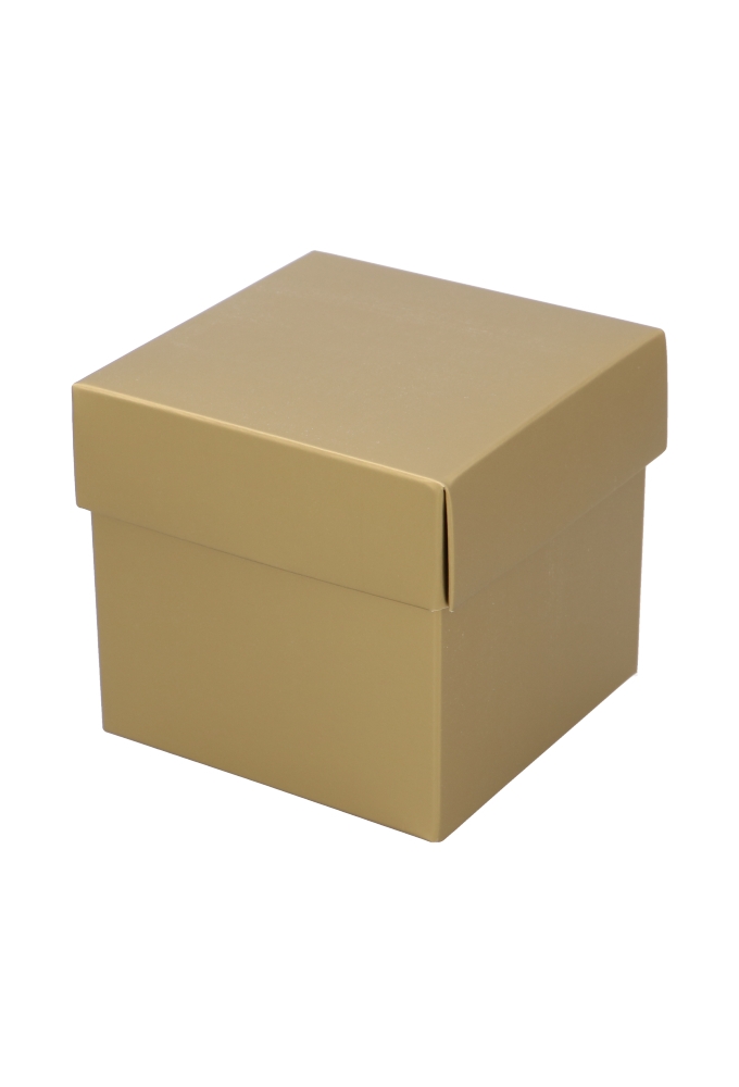 Kubus Kadodoosjes & Deksel Mat Goud KrabBon 9x9x8.5cm 375gr 25stuks