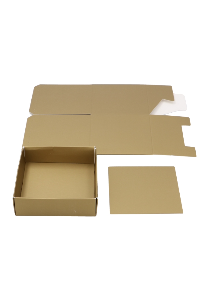 Kubus Kadodoosjes & Deksel Mat Goud KrabBon 9x9x8.5cm 375gr 25stuks