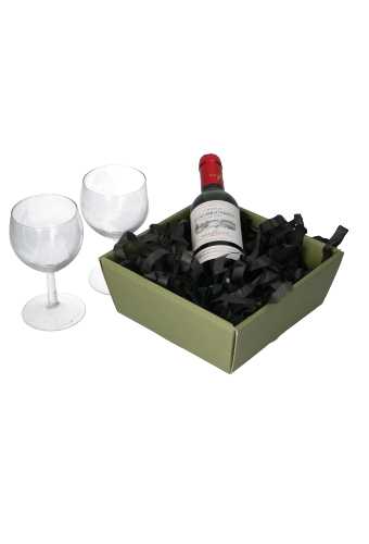 Geschenkdoos Korf Mera Linea Groen 21x21x9cm 50stuks OP IS OP