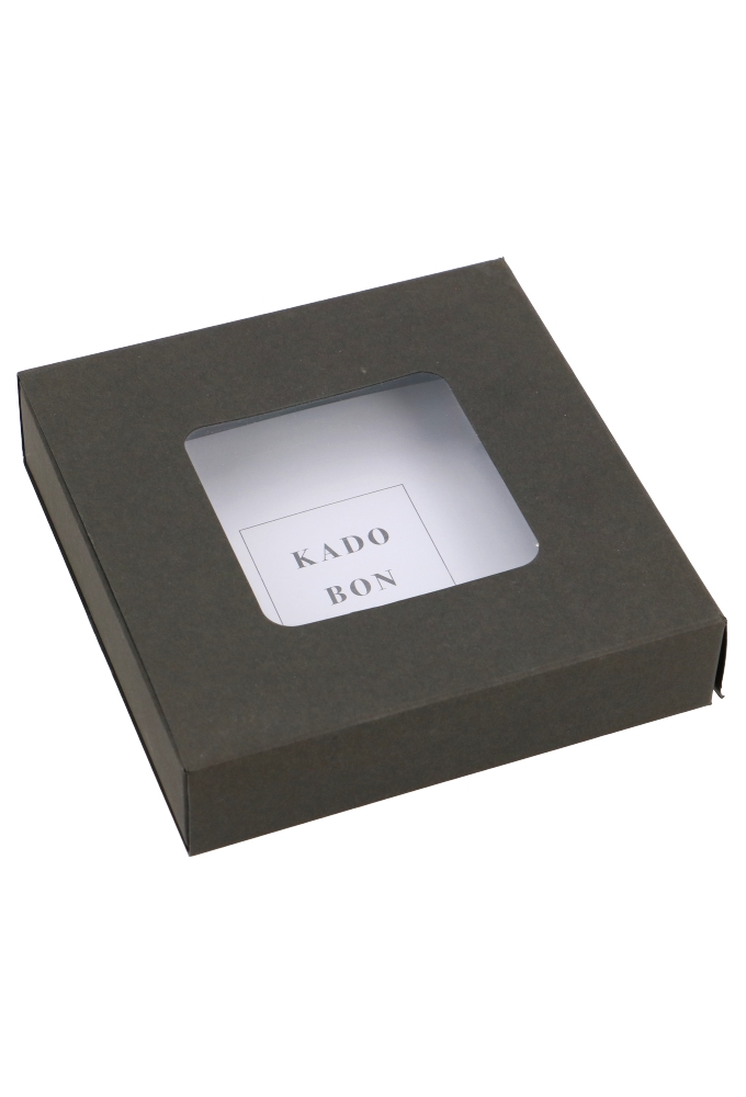 Kadobon + Schuifvensterdoosje Zwart Mat 10x10x2.7cm 10stuks