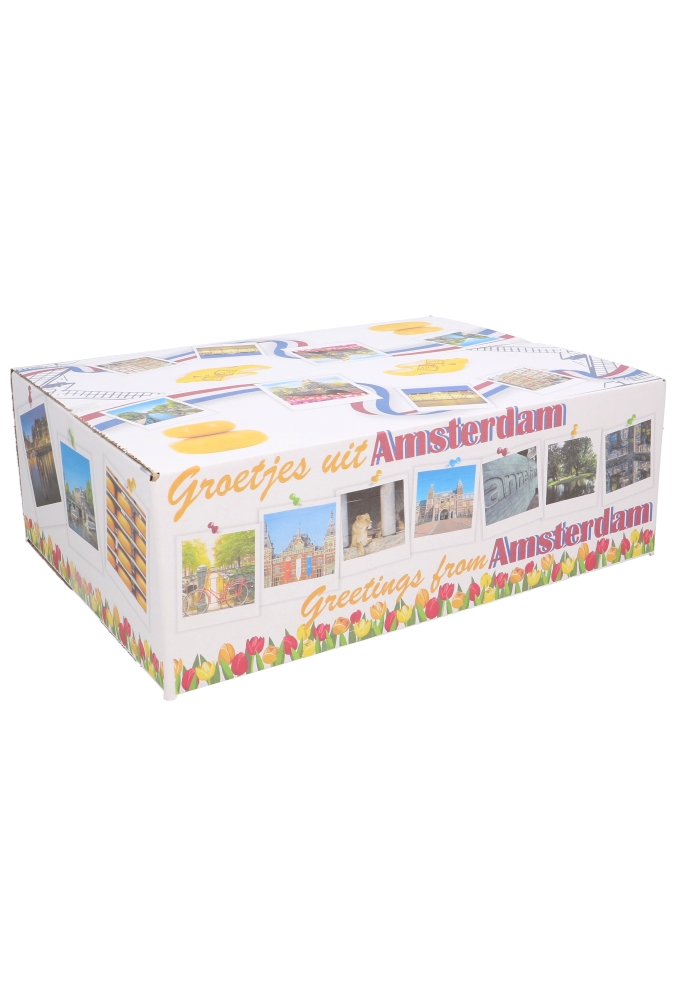 Geschenkdozen Groetjes & Greetings Amsterdam 31x20x14cm 30stuks