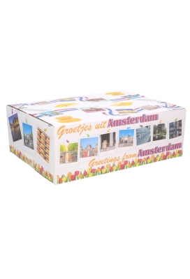 Geschenkdozen Groetjes & Greetings Amsterdam 39x29x13cm 15stuks