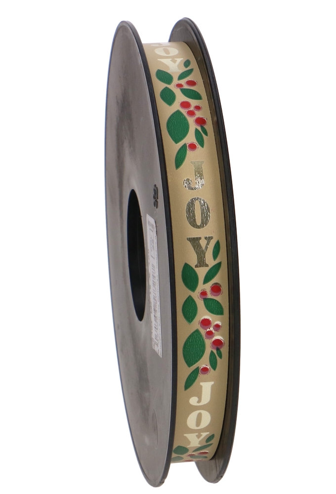 Kerst Krullint Christmas Joy Goud 15mm x 100 meter OP IS OP