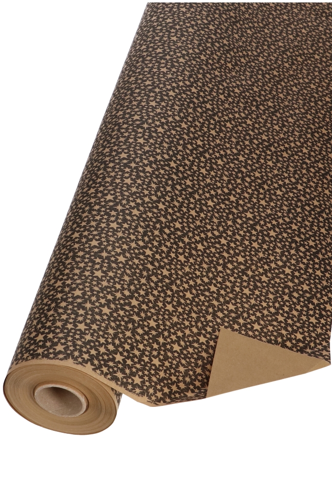 Kraftpapier Bruin Kraft Stars Black 70cm x 50meter 