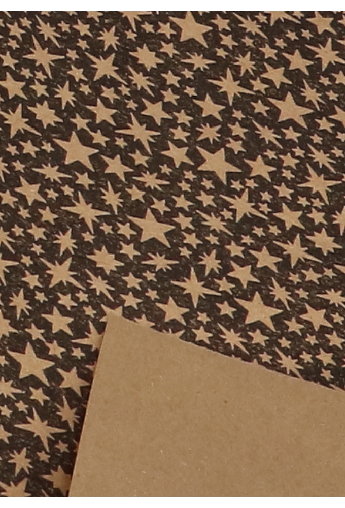 Bio Kraftpapier Bruin Kraft Stars Black 70cm x 50meter  OP IS OP