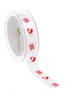 Kadolint Satijn Wit Kerstman 22mm x 20meter OP IS OP