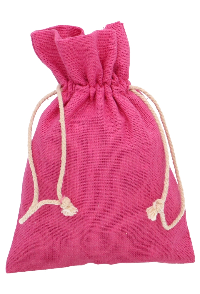 Kadozakjes Katoen Recycled Fuchsia Met Koord Medium 12x17cm 10stuks