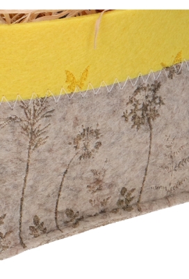 Kadomandje Sunny Geel Vilt & 2 Hengsels 11x11x9.5cm 1 stuk