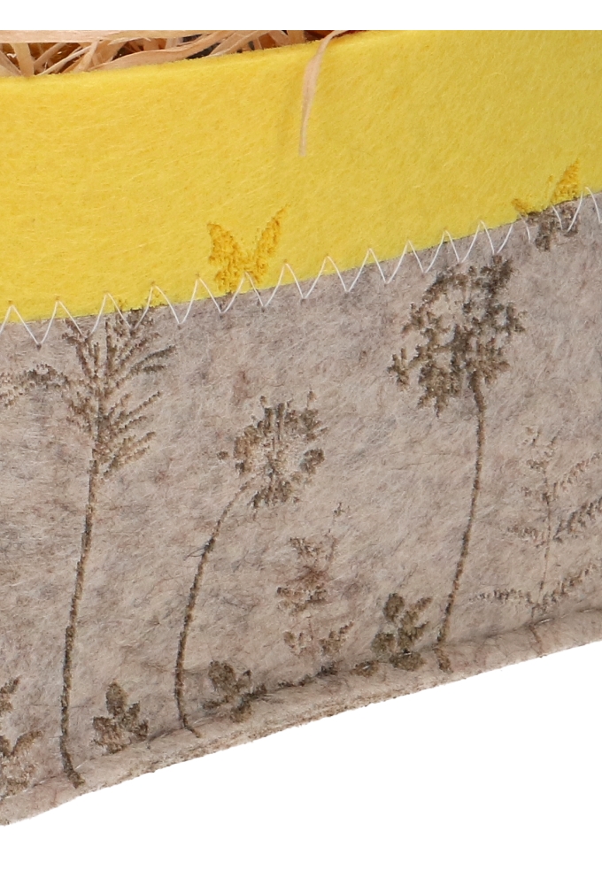 Kadomandje Sunny Geel Vilt & 2 Hengsels 11x11x9.5cm 1 stuk