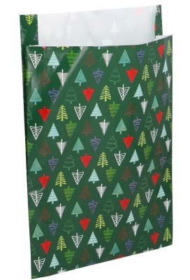 Kerstzakjes Christmas Tree Green MET ZIJVOUW 25x34+4cm 100stuks