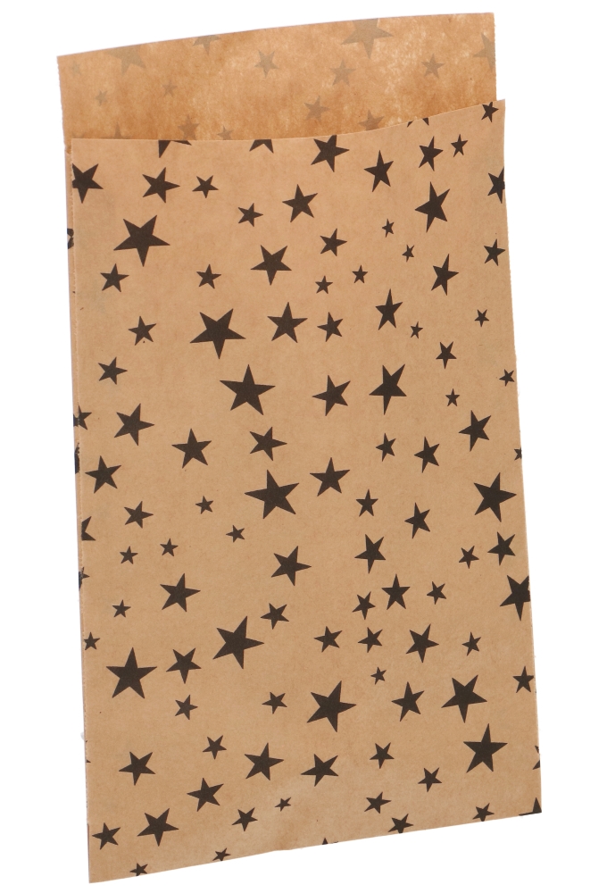 Kerstzakjes Kraft Stars Black 12x19cm 200stuks