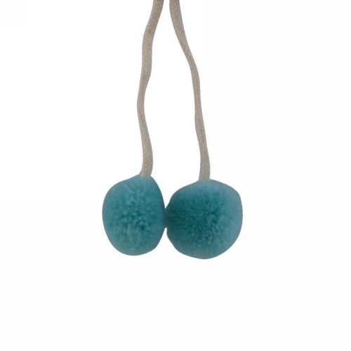 Decoratie Pompons aan Koord Blauw 2cm 24stuks OP IS OP