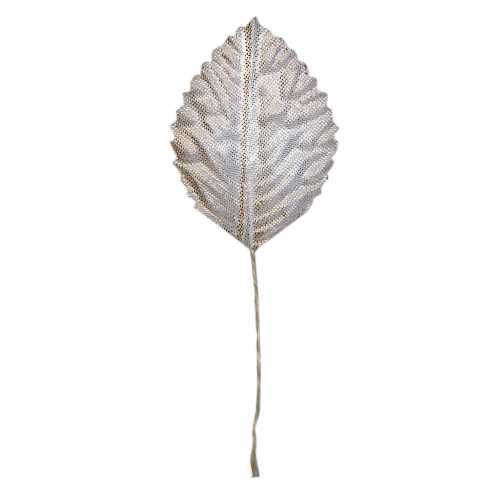 Kado Decoratie Pick Leafs Zilver 6cm Met IJzerdraad 144stuks