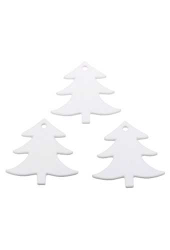 Houten Decoratie Kerstboom Wit Hanger 5cm 24stuks