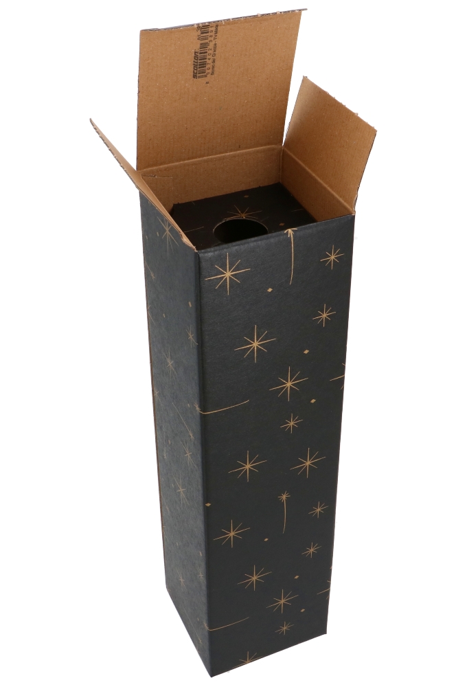 Luxe Wijndozen Vigo Zwart Stars voor 1 fles 9x9x34cm 10stuks