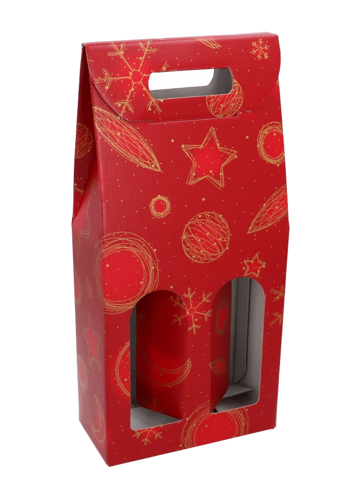 Luxe Wijndozen Vigo Rood Celestial Christmas 2fles 18x9x38.5cm 30stuks