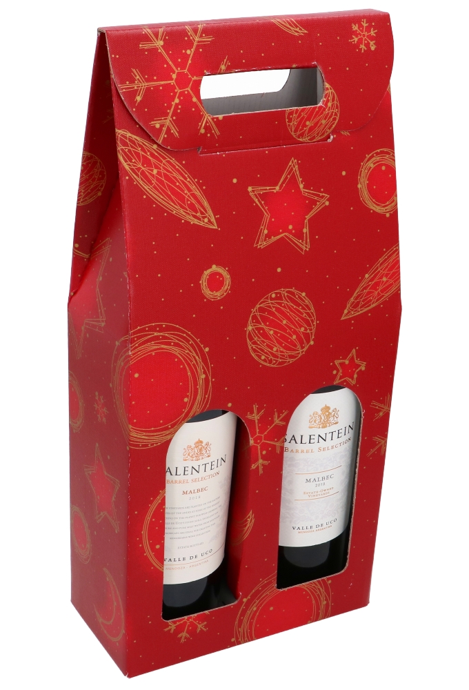 Luxe Wijndozen Vigo Rood Celestial Christmas 2fles 18x9x38.5cm 30stuks