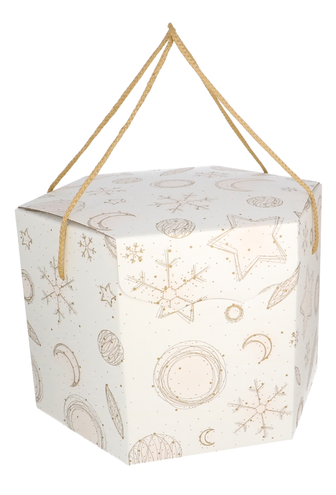 Geschenkdoos Wit Celestial Christmas Koord 30x30x24cm 2stuks