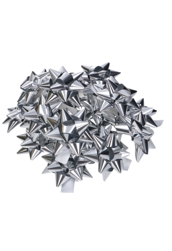 Strikje Bows R90mm 20mm Lint Metallic Zilver Met Plakker 60stuks