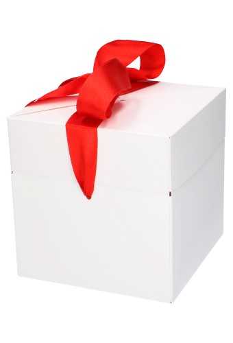 Geschenkdoos Regalo Wit Mat & Rood Lint 15x15x15cm 25stuks