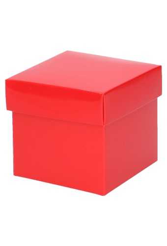 Kubus Kadodoosjes & Deksel Glans Rood 9x9x8.5cm 375gr 25stuks