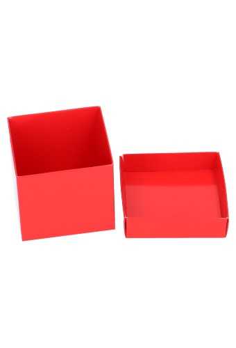 Kubus Kadodoosjes & Deksel Glans Rood 9x9x8.5cm 375gr 25stuks