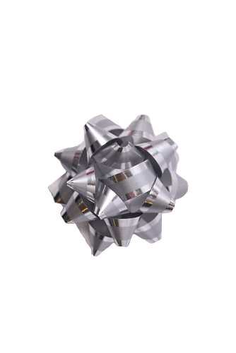 Mini Bows Strik Rond 45mm Metallic & Mat Zilver Met Plakker 50stuks