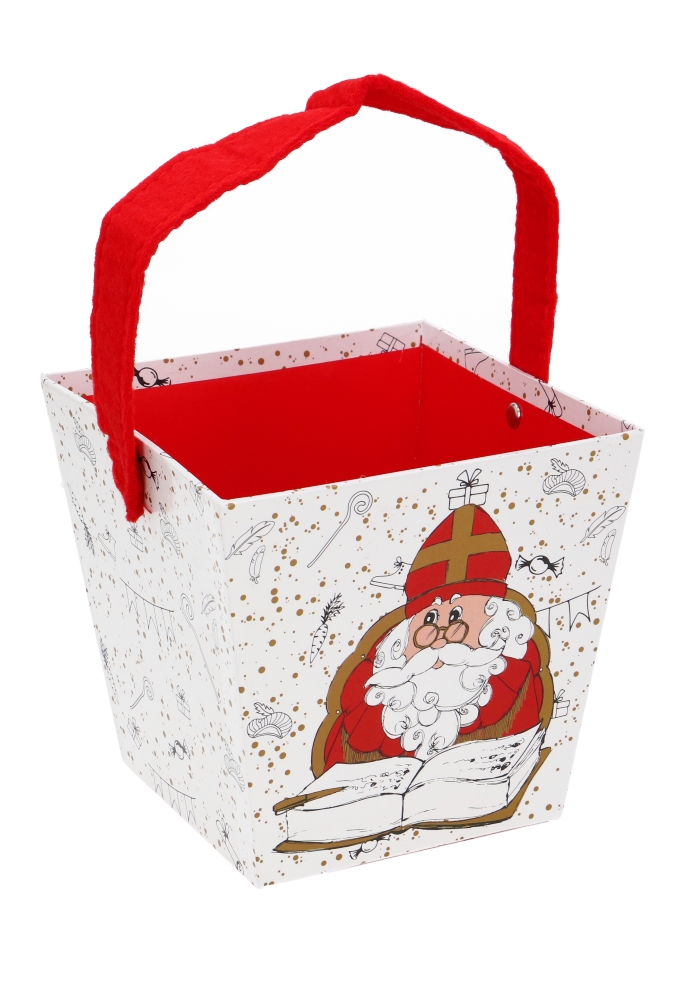 Korf Met Hengsel Sinterklaas Met Sintboek 15.3x15.3x14.3cm 1stuks