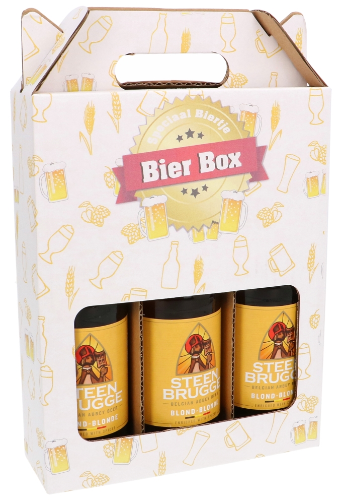 Bierverpakking Bier Box 3 Flesjes Bier 18.5x6x23.5cm 15stuks