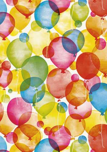 Kraft Wit Inpakpapier Watercolour Balloons 60gr 30cm x 250meter