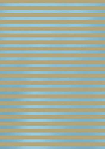 Kraft Bruin Kadopapier Stripes Metallic Licht Blauw 40cm x 250meter