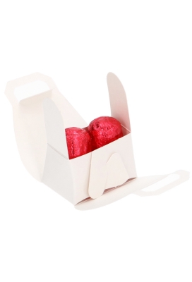 Kadodoosjes Borsa Tasje & Hengsel 2 bonbons Wit Stip 5.8x3.5x8cm 10st