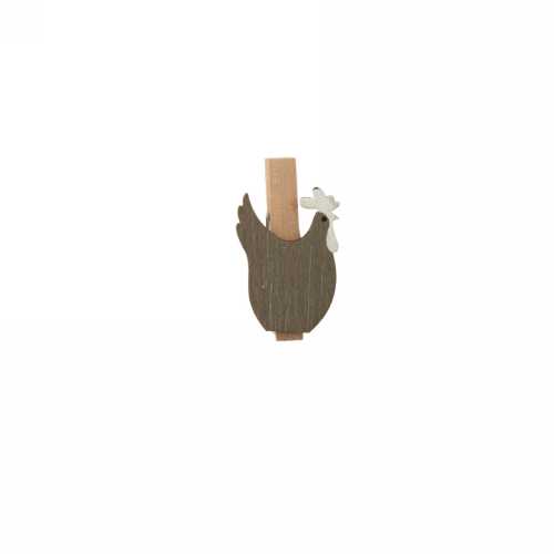 Houten Deco Knijper Kip Bruin 2.2 x 4cm 8stuks OP IS OP