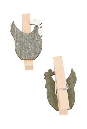 Houten Deco Knijper Kip Bruin 2.2 x 4cm 8stuks OP IS OP