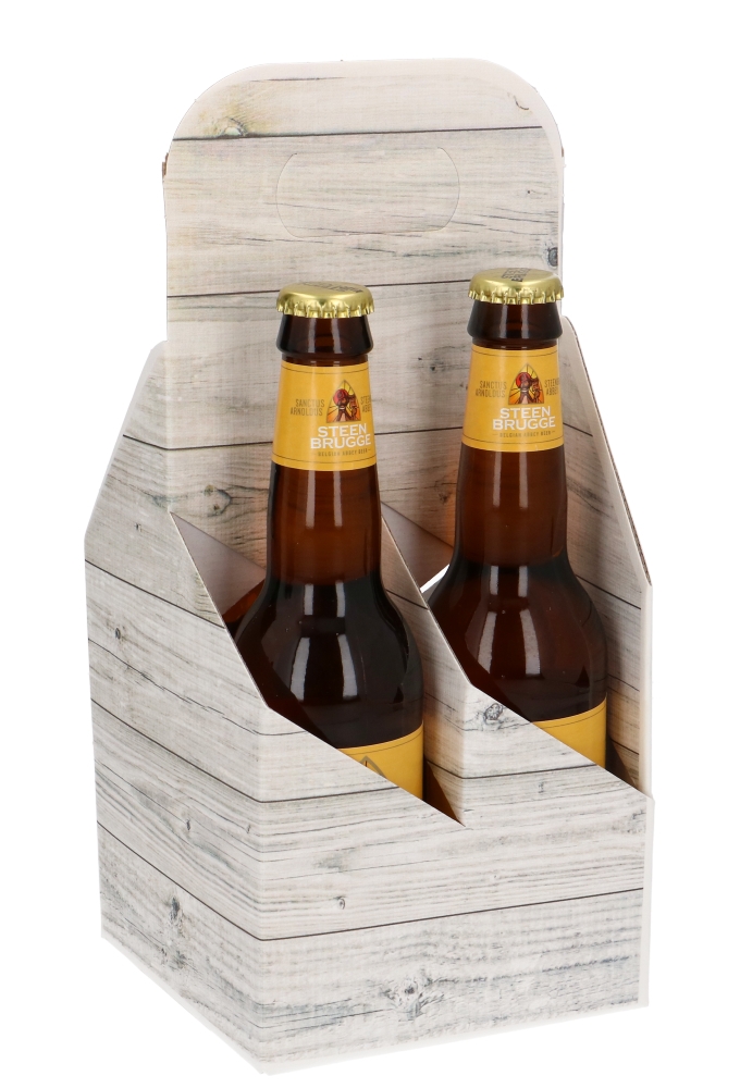 Bierverpakking Draagdoos Brugge Naturel Hout 4 Flesjes 33cl 10stuks