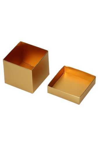 Kubus Kadodoosjes & Deksel Mat Goud KrabBon 8x8x7.5cm 250gr 25stuks