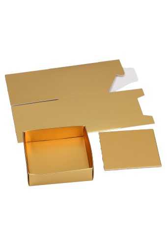 Kubus Kadodoosjes & Deksel Mat Goud KrabBon 8x8x7.5cm 250gr 25stuks