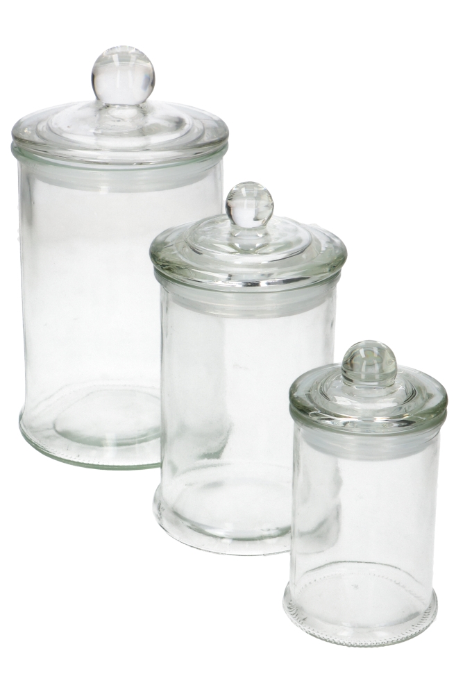 Glazen Potje Rond Met Glazen Deksel 7.5x12cm 6stuks