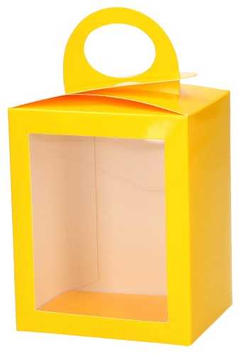 Kadodoosje Met Venster & Hengsel Glans Geel 8.2x6.4x10cm 36stuks